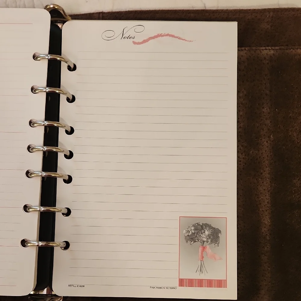 Day-Timer Stylish Pink Ribbon Leather Planner with Snap/Buckle